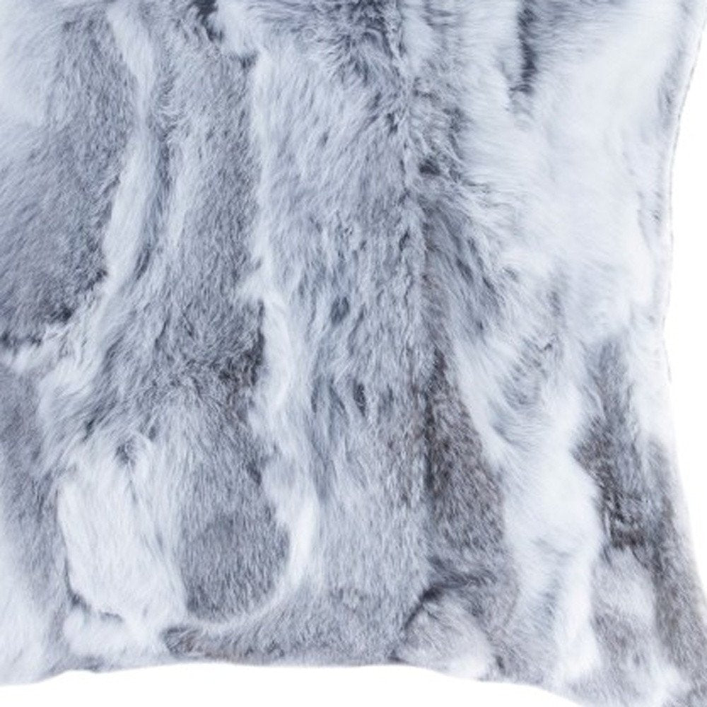 Set Of Two 18" Grey Rabbit Natural Fur Throw Pillows — view 3