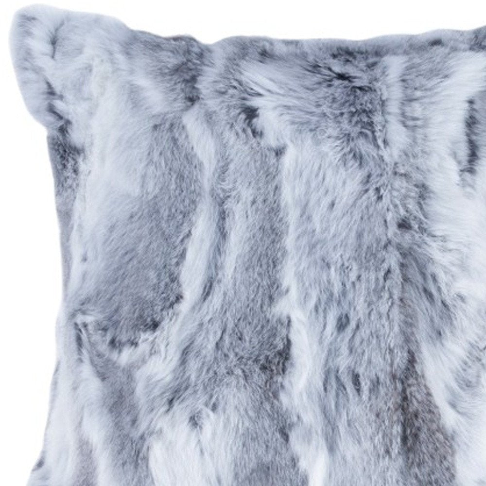 Set Of Two 18" Grey Rabbit Natural Fur Throw Pillows — view 5