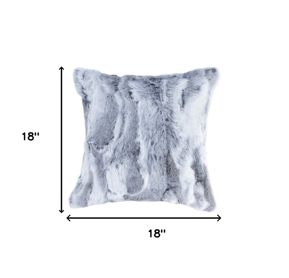 Set Of Two 18" Grey Rabbit Natural Fur Throw Pillows — view 6