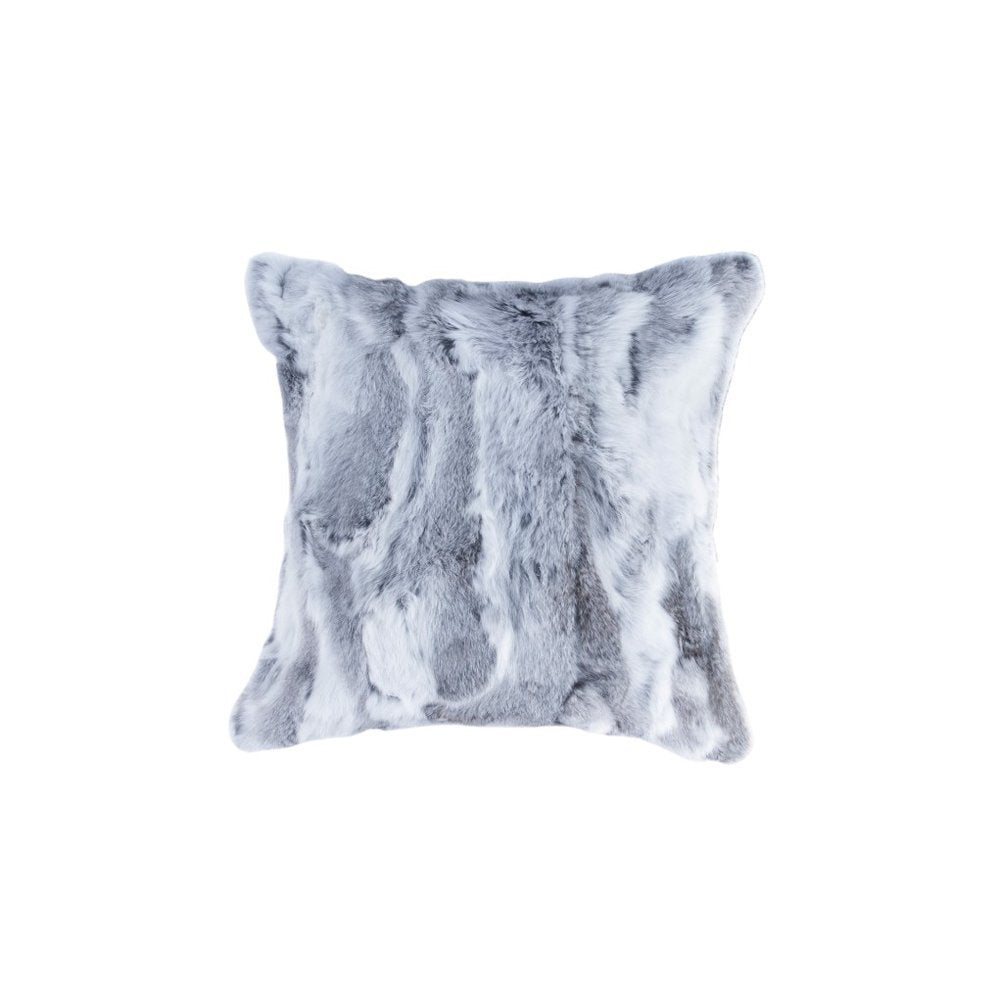 Set Of Two 18" Grey Rabbit Natural Fur Throw Pillows — view 2