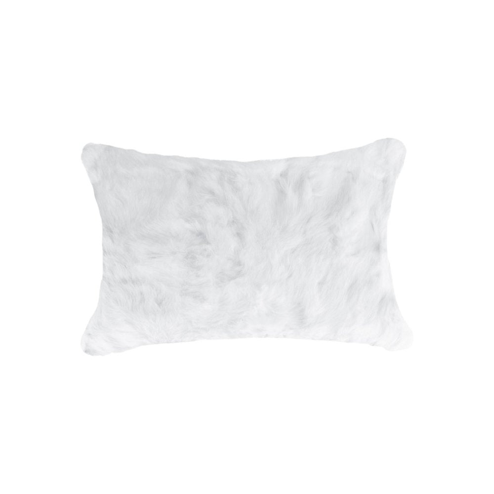 Set of Two 12" X 20" White Natural Fur Throw Pillows — view 3