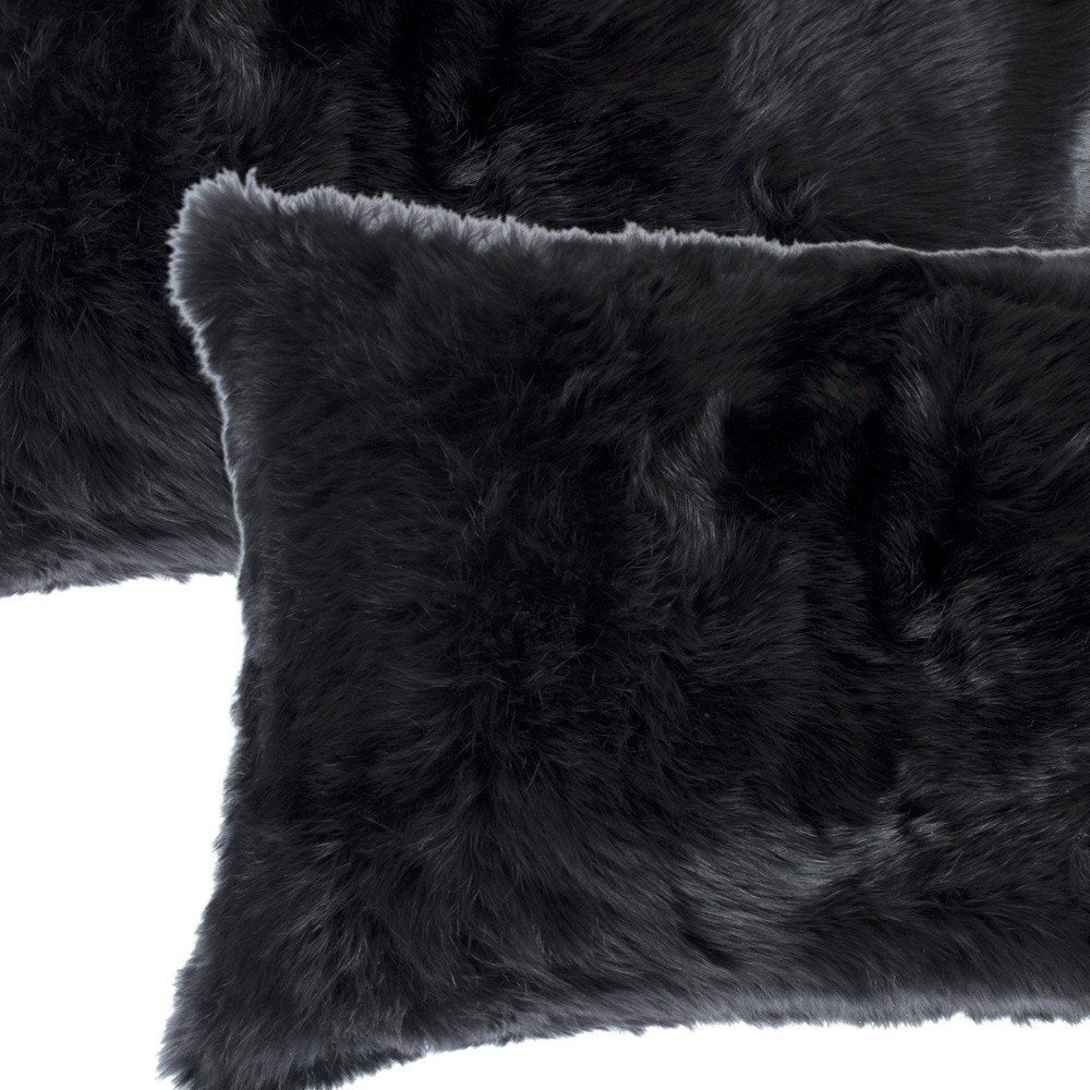 Set of Two 12" X 20" Black Throw Pillows — view 2