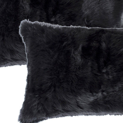 Set of Two 12" X 20" Black Throw Pillows