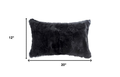 Set of Two 12" X 20" Black Throw Pillows