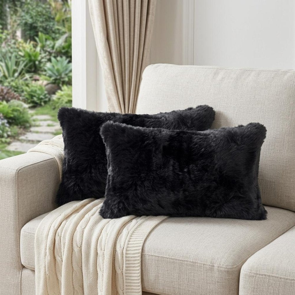 Set of Two 12" X 20" Black Throw Pillows — view 7