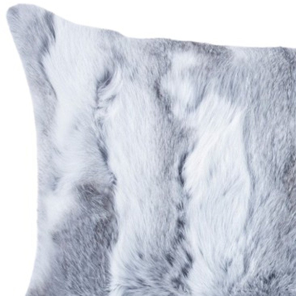 Set of Two 12" X 20" Gray Rabbit Natural Fur Throw Pillow — view 5