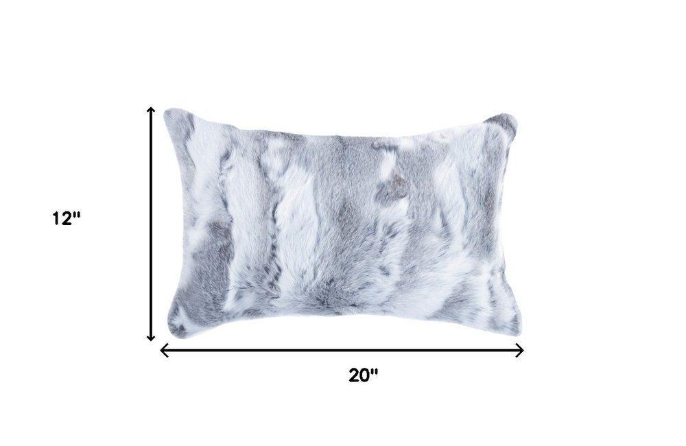 Set of Two 12" X 20" Gray Rabbit Natural Fur Throw Pillow — view 11