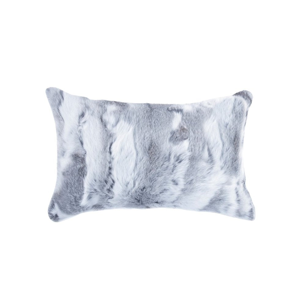 Set of Two 12" X 20" Gray Rabbit Natural Fur Throw Pillow — view 4
