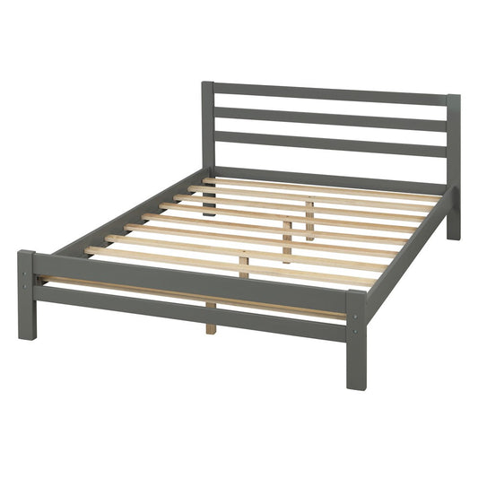 Gray Solid and Manufactured Wood Full Bed