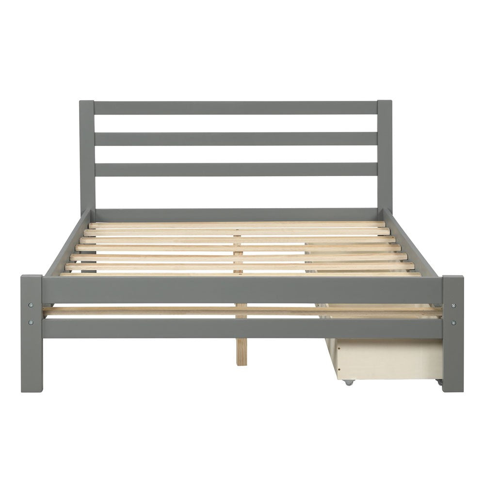 Gray Solid and Manufactured Wood Full Bed