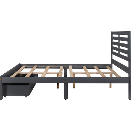 Gray Solid and Manufactured Wood Full Bed