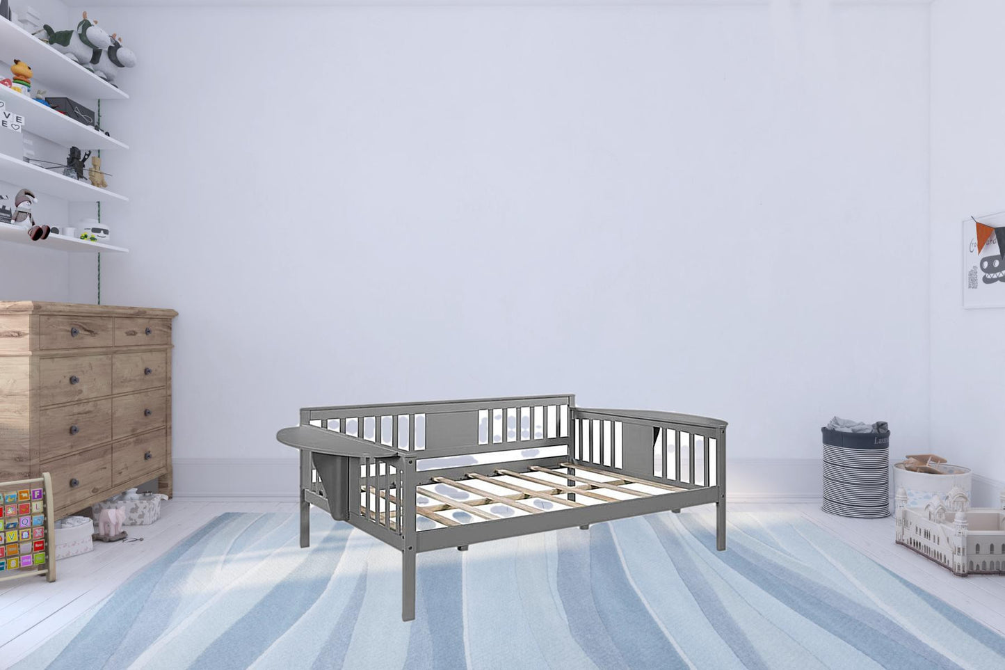 Gray Solid and Manufactured Wood Full Bed