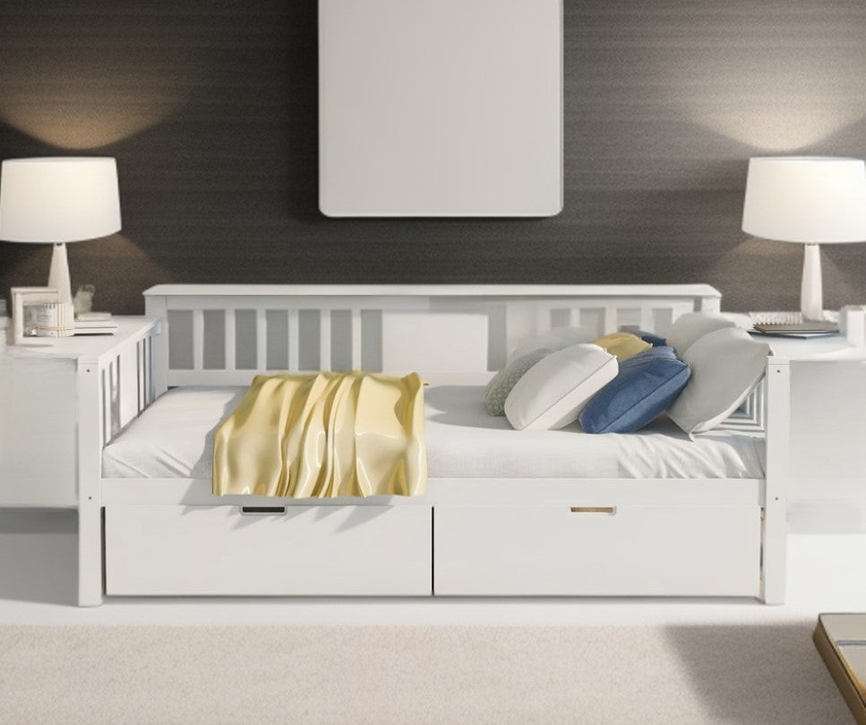 White Solid and Manufactured Wood Full Bed