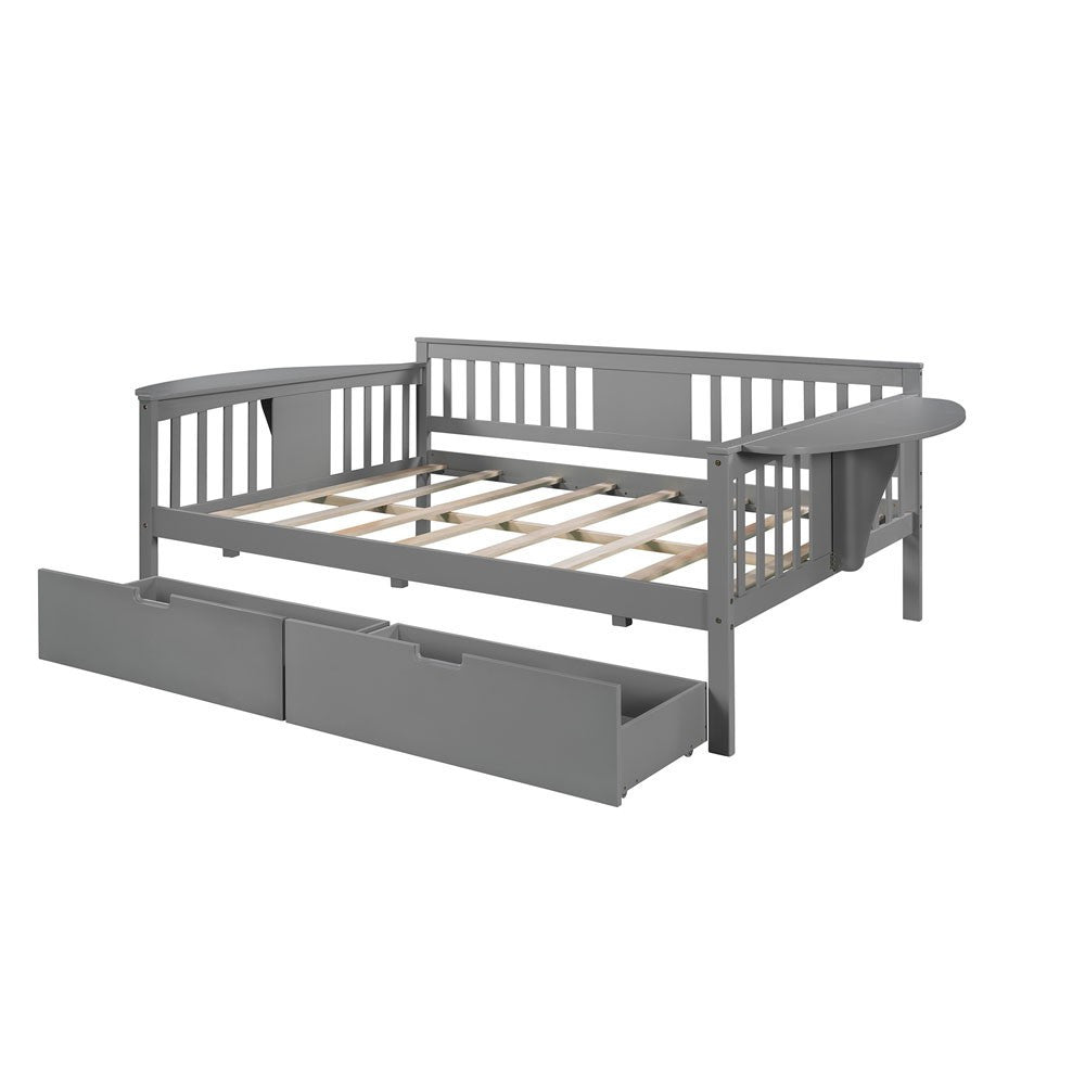 Gray Solid and Manufactured Wood Full Bed