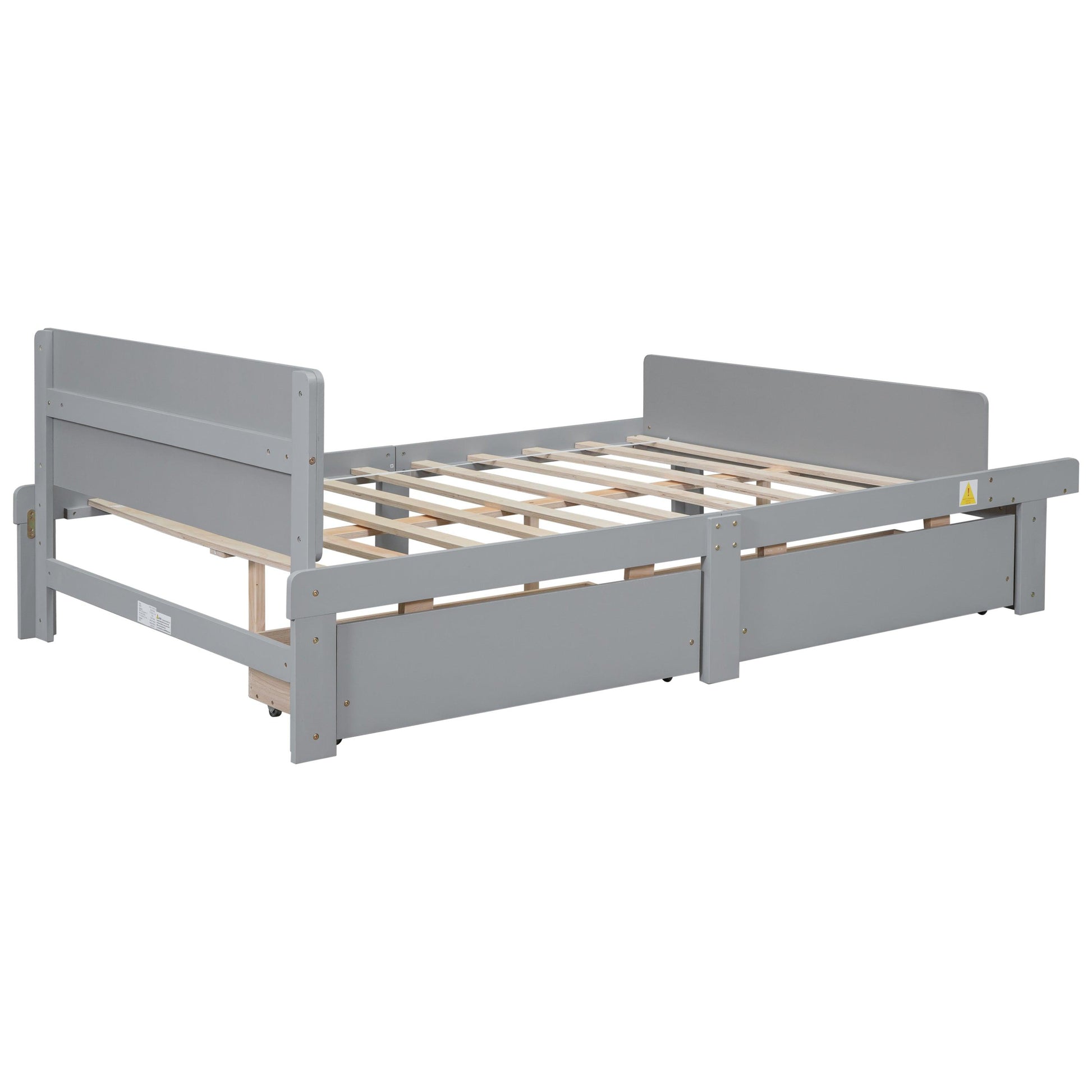 Full Bed with Footboard Bench 2 drawers Grey - FurniFindUSA