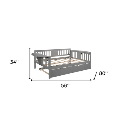 Gray Solid and Manufactured Wood Bed with Trundle