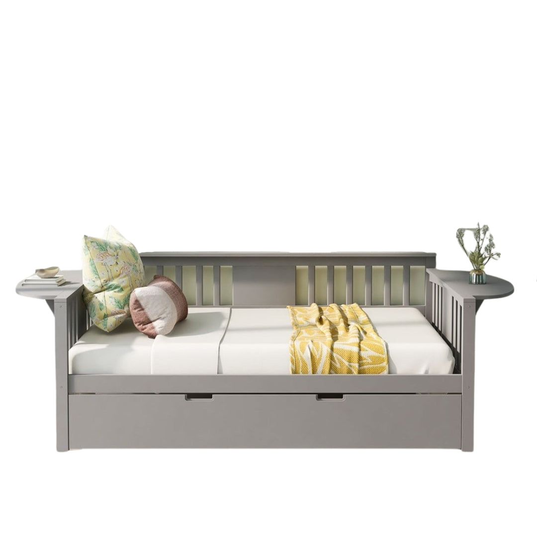 Gray Solid and Manufactured Wood Bed with Trundle