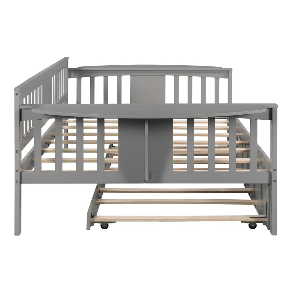 Gray Solid and Manufactured Wood Bed with Trundle