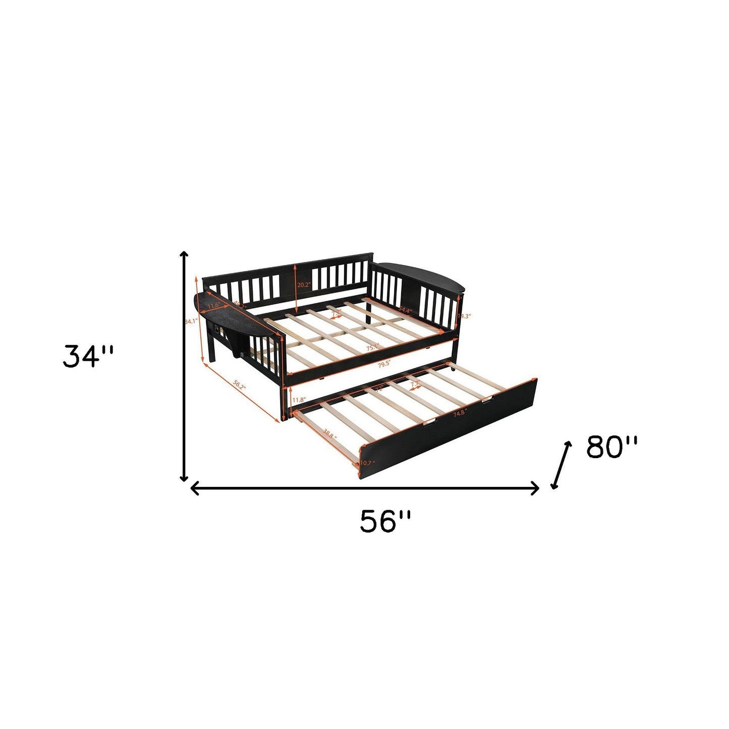 Espresso Solid and Manufactured Wood Bed with Trundle