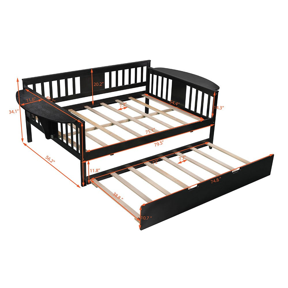 Espresso Solid and Manufactured Wood Bed with Trundle