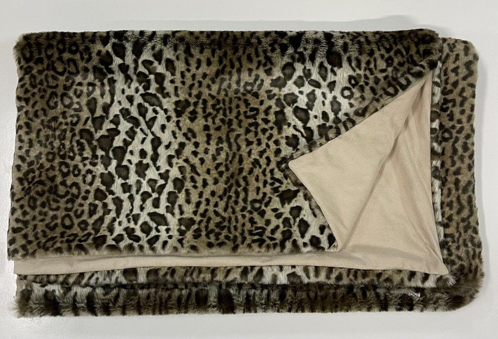 50" X 60" Black Brown And Beige Leopard Faux Fur Plush Throw Blanket HomeRoots