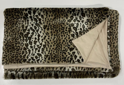 50" X 60" Black Brown And Beige Leopard Faux Fur Plush Throw Blanket HomeRoots