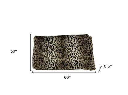 50" X 60" Black Brown And Beige Leopard Faux Fur Plush Throw Blanket HomeRoots