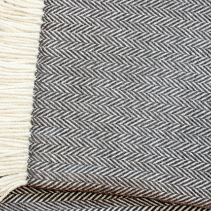 Dark Grey and White Dreamy Soft Herringbone Throw Blanket HomeRoots