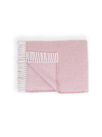 70" X 55" Dusty Rose Woven Cotton Herringbone Plush Throw Blanket