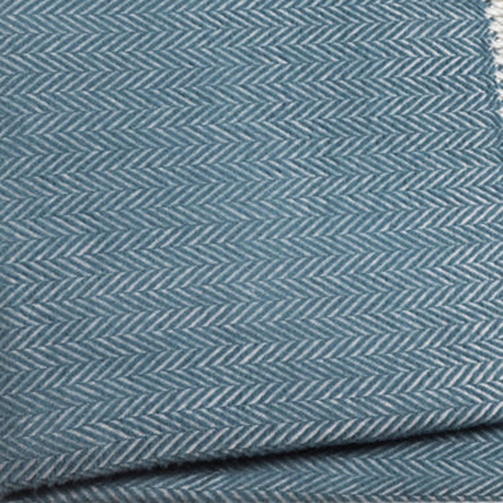 Aqua Blue and White Dreamy Soft Herringbone Throw Blanket HomeRoots