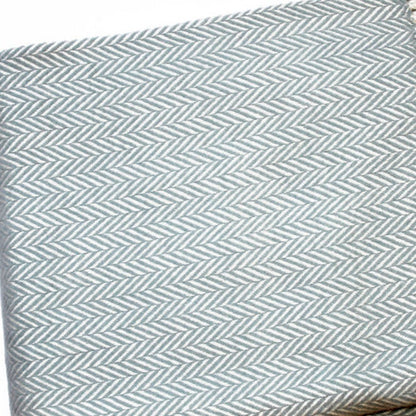 70" X 55" Sky Blue And White Cotton Blend Woven Herringbone Plush Throw Blanket with Tassels HomeRoots