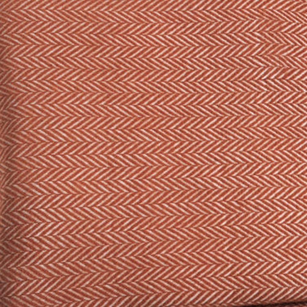 70" X 55" Orange And White Cotton Blend Woven Herringbone Plush Throw Blanket with Tassels HomeRoots