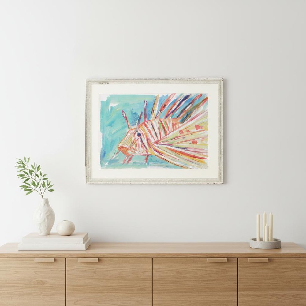 Colorful Fish Framed Art White Picture Frame Print Wall Art