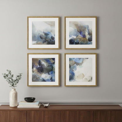 Set Of Four Pebbles Gold Framed Print Wall Art