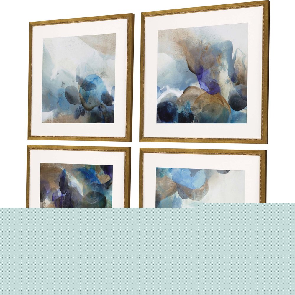 Set Of Four Pebbles Gold Framed Print Wall Art HomeRoots