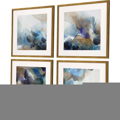 Set Of Four Pebbles Gold Framed Print Wall Art HomeRoots