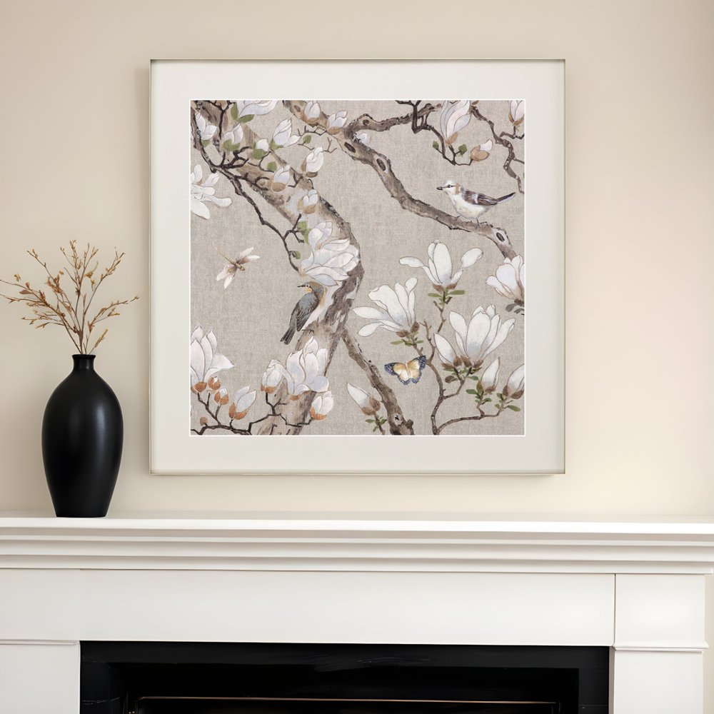 Magnolia Blossom Framed Art Gold Picture Frame Print Wall Art HomeRoots
