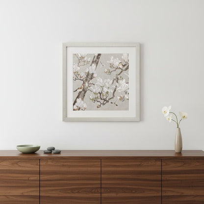Magnolia Bloom Framed Art Gold Picture Frame Print Wall Art