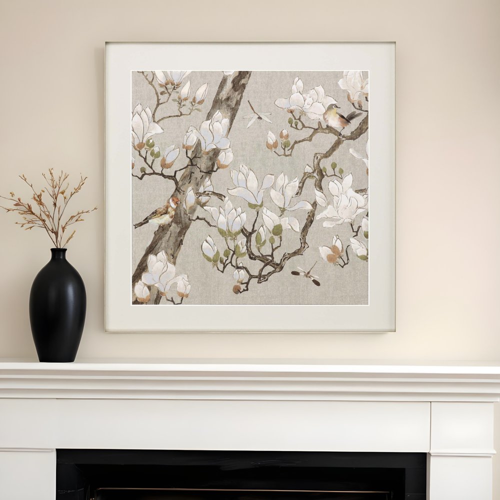 Magnolia Bloom Framed Art Gold Picture Frame Print Wall Art HomeRoots