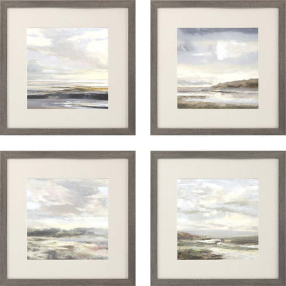 Set Of Four Watercolor Ocean Landscapes Framed Print Wall Art