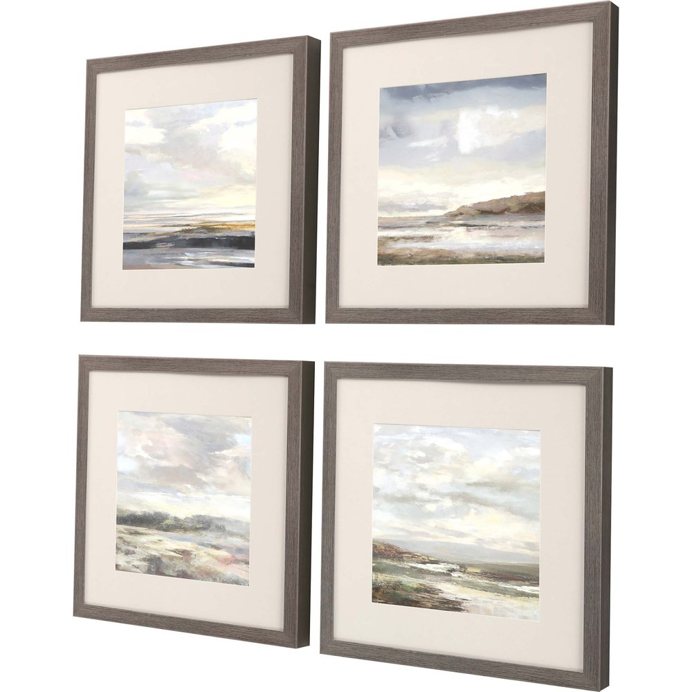 Set Of Four Watercolor Ocean Landscapes Framed Print Wall Art