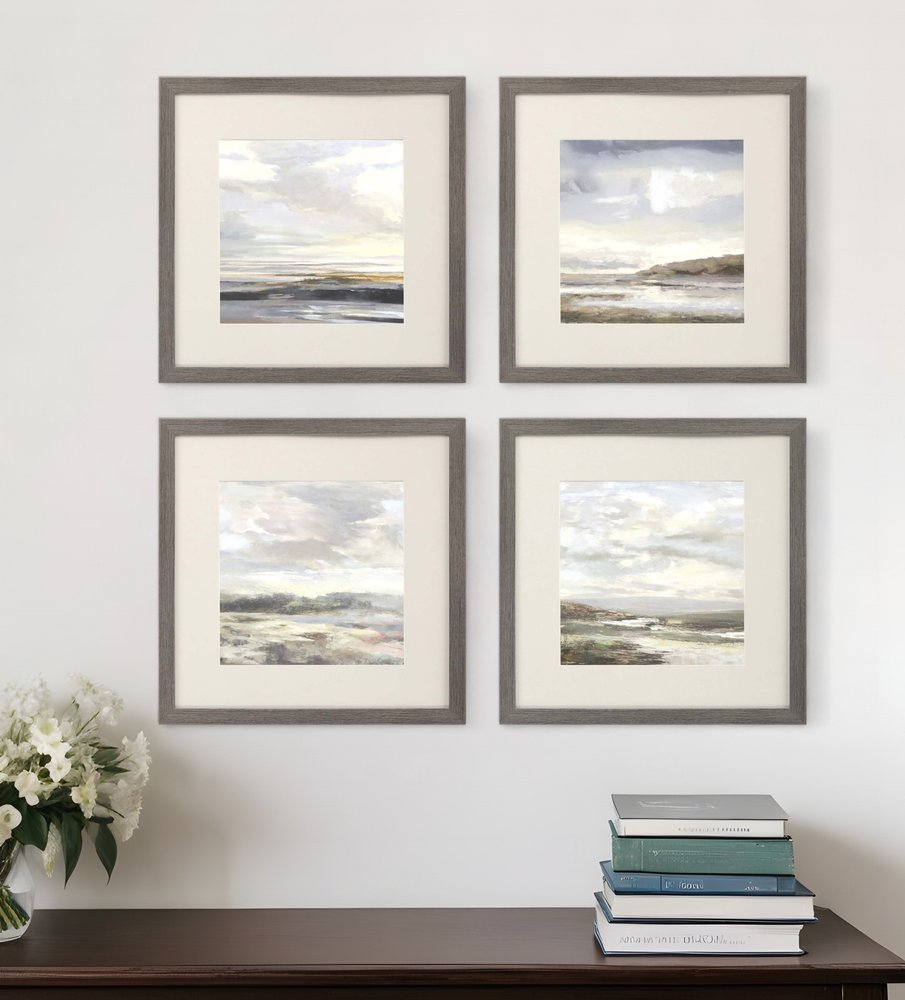 Set Of Four Watercolor Ocean Landscapes Framed Print Wall Art HomeRoots