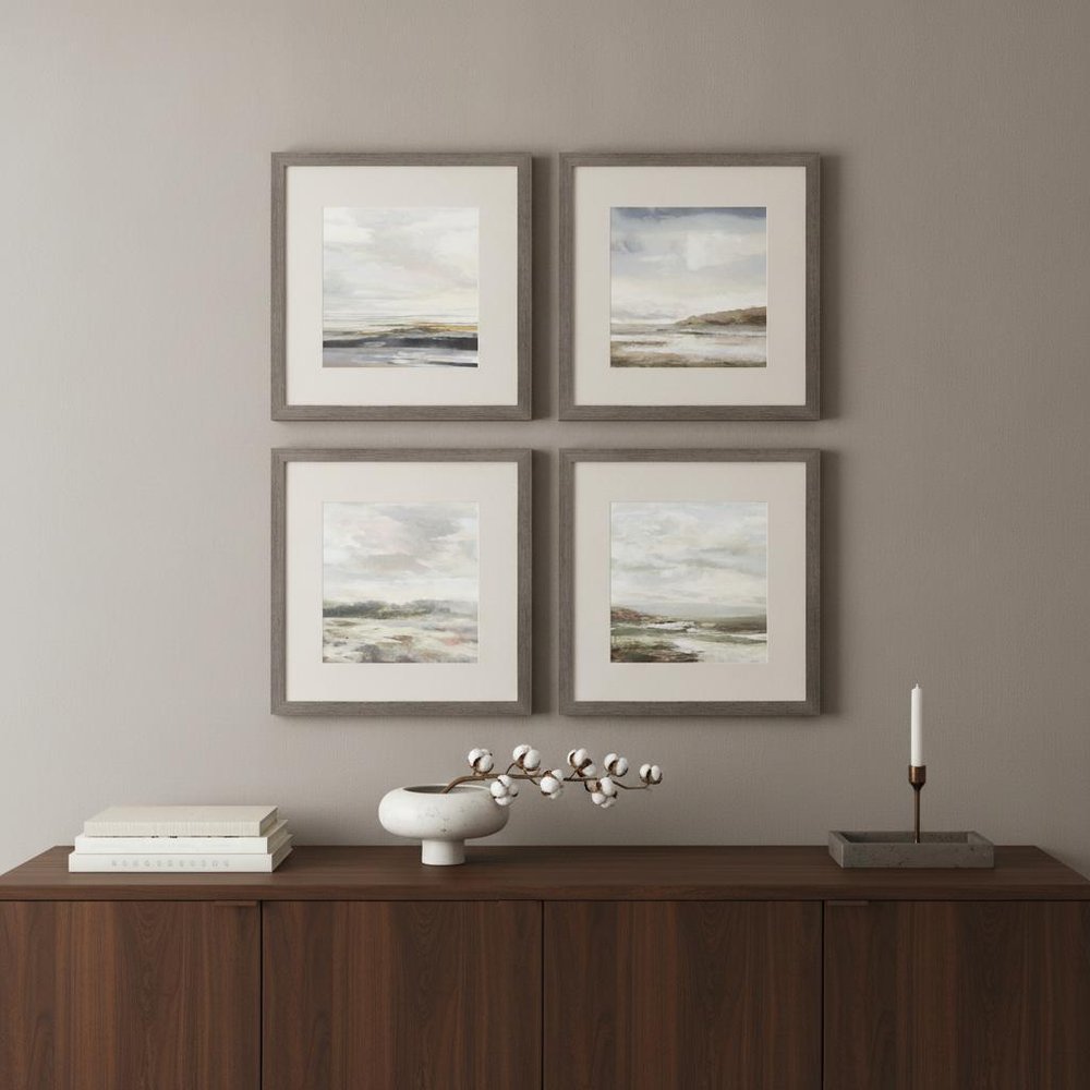 Set Of Four Watercolor Ocean Landscapes Framed Print Wall Art