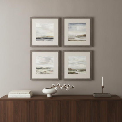Set Of Four Watercolor Ocean Landscapes Framed Print Wall Art