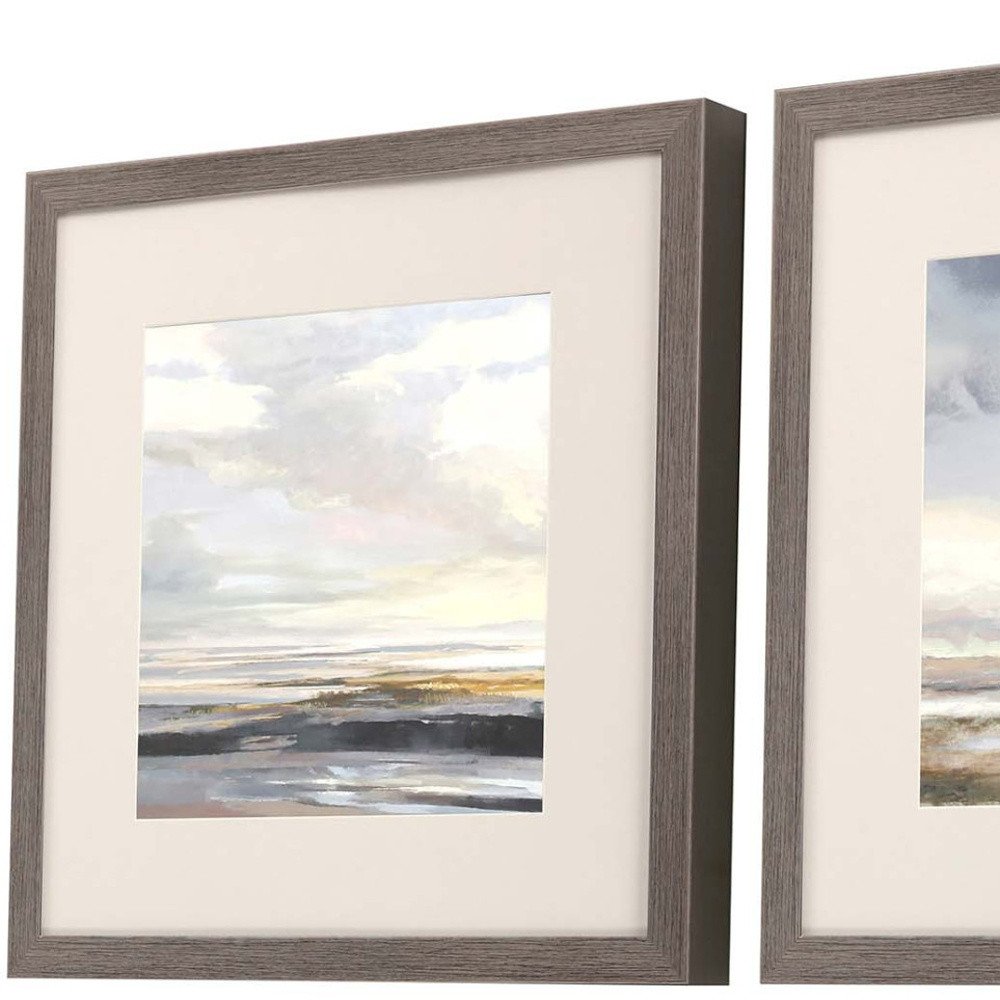 Set Of Four Watercolor Ocean Landscapes Framed Print Wall Art