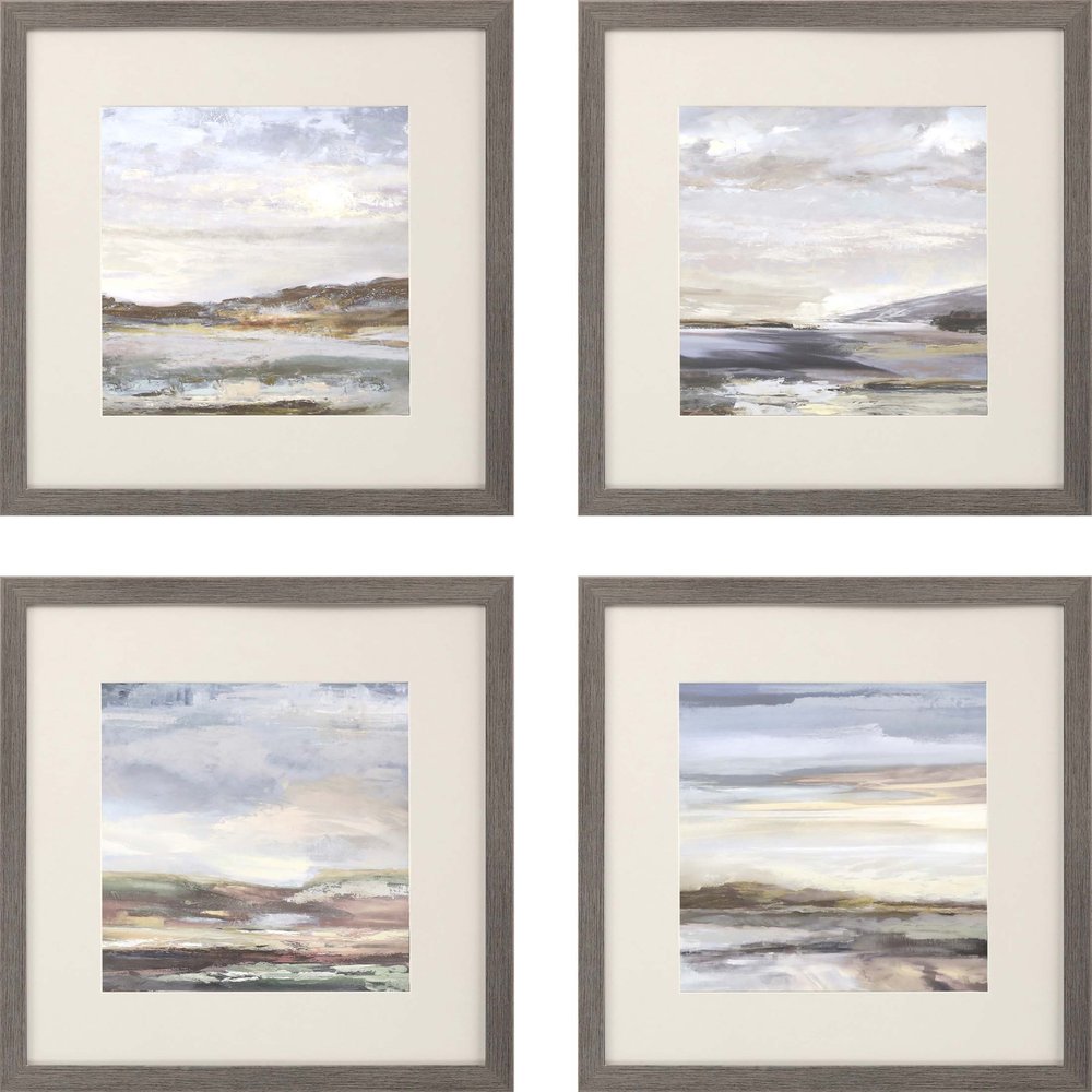 Set Of Four Tirwedd II Silver Framed Print Wall Art