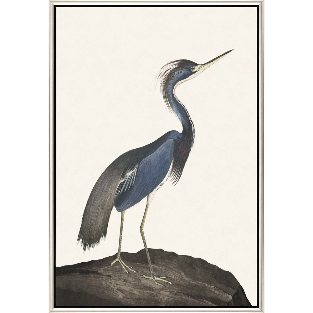 Great Heron I Canvas Silver Floater Frame Print Wall Art HomeRoots