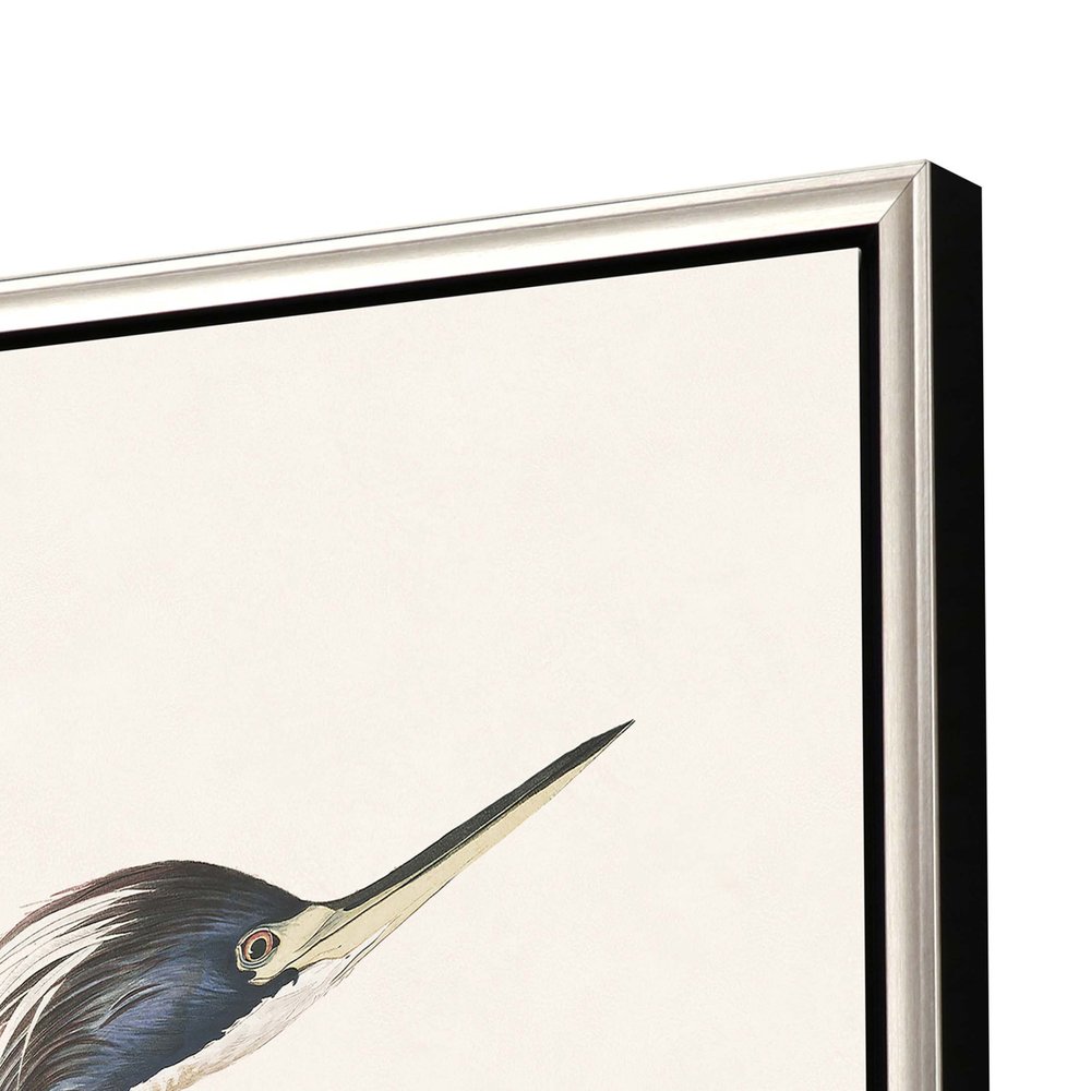 Great Heron I Canvas Silver Floater Frame Print Wall Art