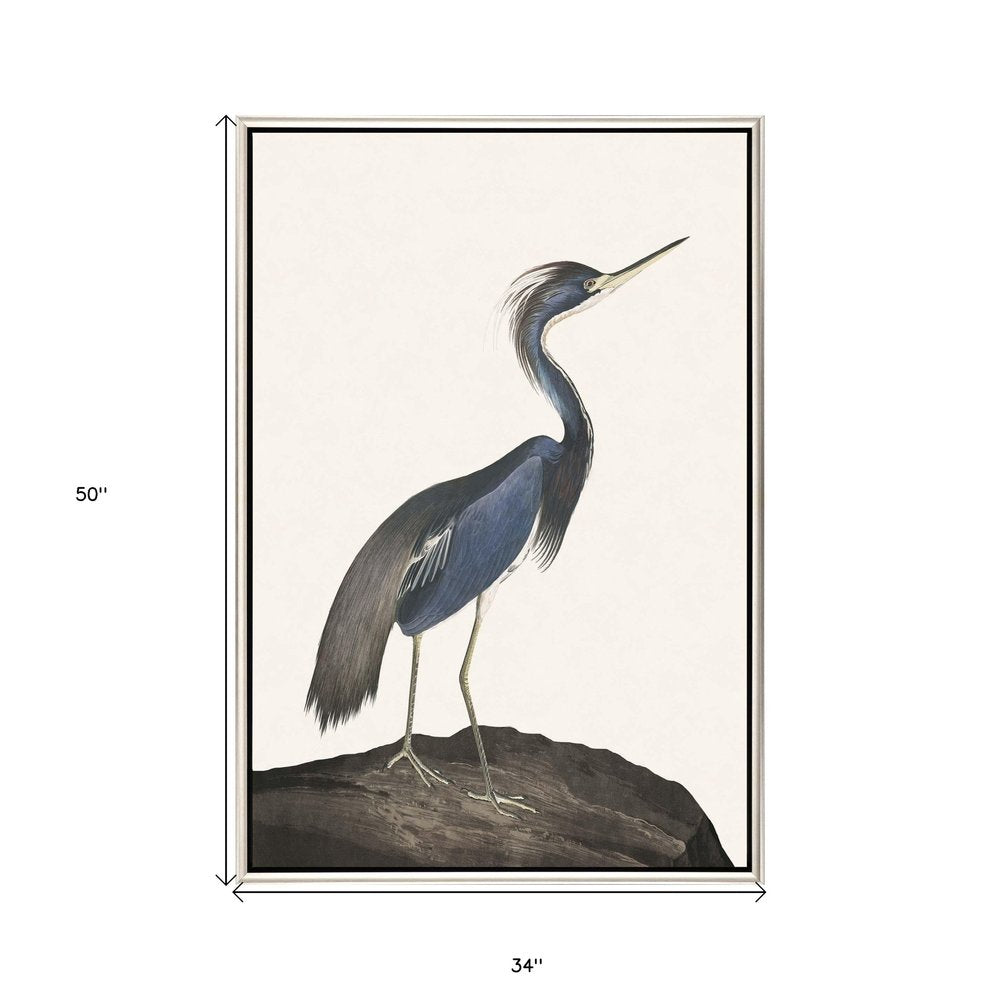 Great Heron I Canvas Silver Floater Frame Print Wall Art