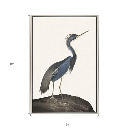 Great Heron I Canvas Silver Floater Frame Print Wall Art